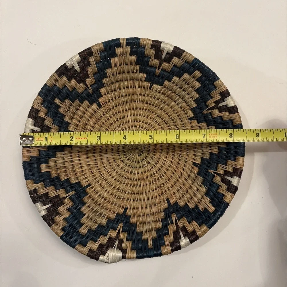 Handwoven Coiled‎ Basket Southwestern Tribal Pattern Decorative Tray 9
